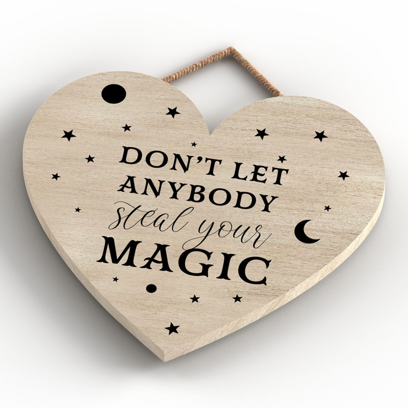 Witch Dont Let Anybody Wooden Heart Plaque, 16cm H x 17cm W x 0.9cm D, Brown