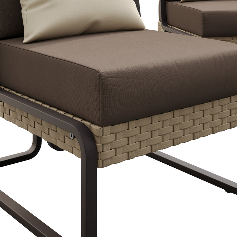 Ensemble de conversation pour canapé d'extérieur en aluminium et osier pour 5 personnes avec coussins et coussins