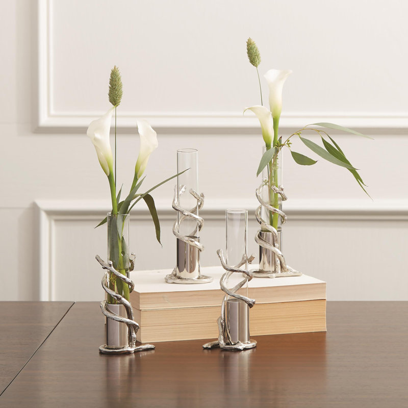 Cylindrical Handmade Metal Bud Vase with Water Resistance
