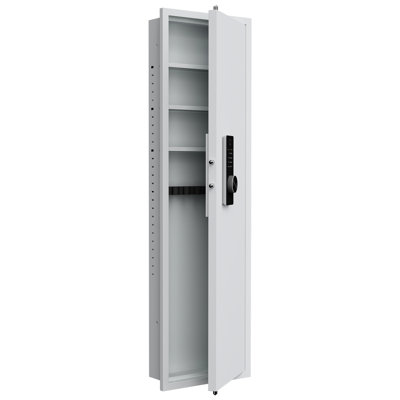53" In Safe With Reliable Security - Touch Screen Panel, Adjustable Shelves For & Storage  White Secure Compartment Hidden Rifles,