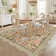 Farmhouse Floral Rug Washable Rug Non Slip Modern Scalloped Carpet, Soft Non Shedding Indoor Carpet, Low Pile Thin Foldable Printed Mat