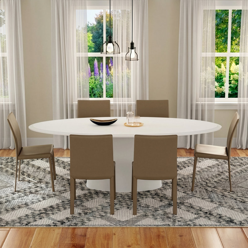 Table de salle à manger Adara, Blanc mat