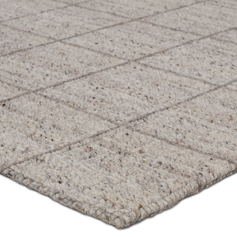 Oxford Gray Handwoven Wool and Cotton 10' x 14' Rug
