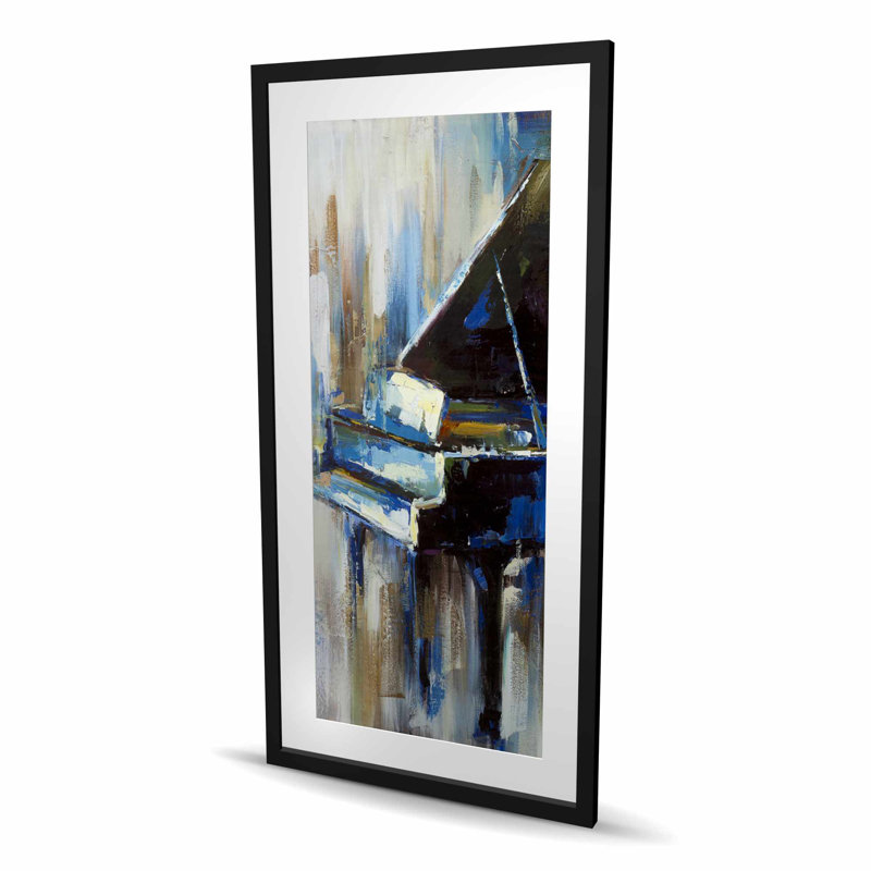 «Abstract Grand Piano - Industrial encadré», reproduction encadrée, H 48 po x l 24 po, Noir