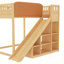 Lit mezzanine double avec tête de lit rembourrée et tablettes de rangement-902857647-903827566