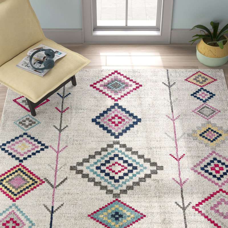 Tapis tribal autochtone ivoire Aston
