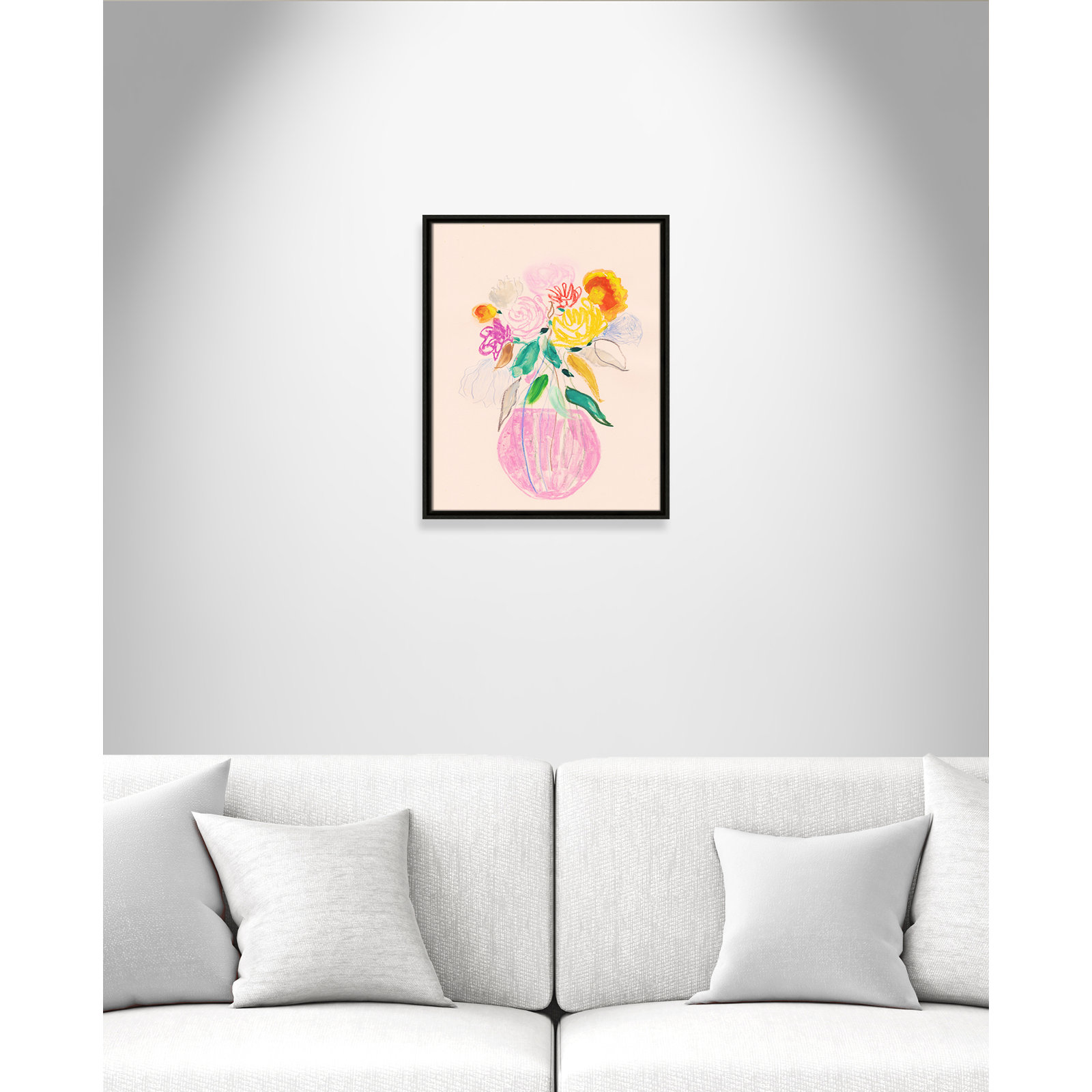 Simple Floral Collection "Simple Floral I" Print by Bea Dina, Espresso Floater Framed Canvas, No Mat