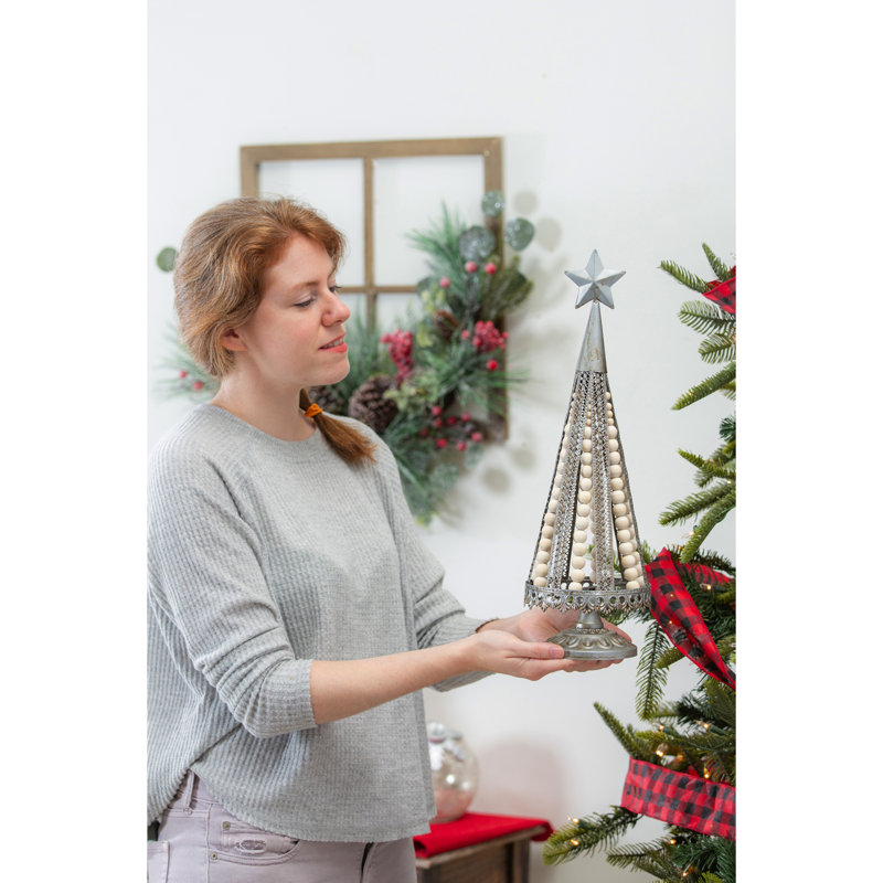 Décoration de table arbre en métal avec perles