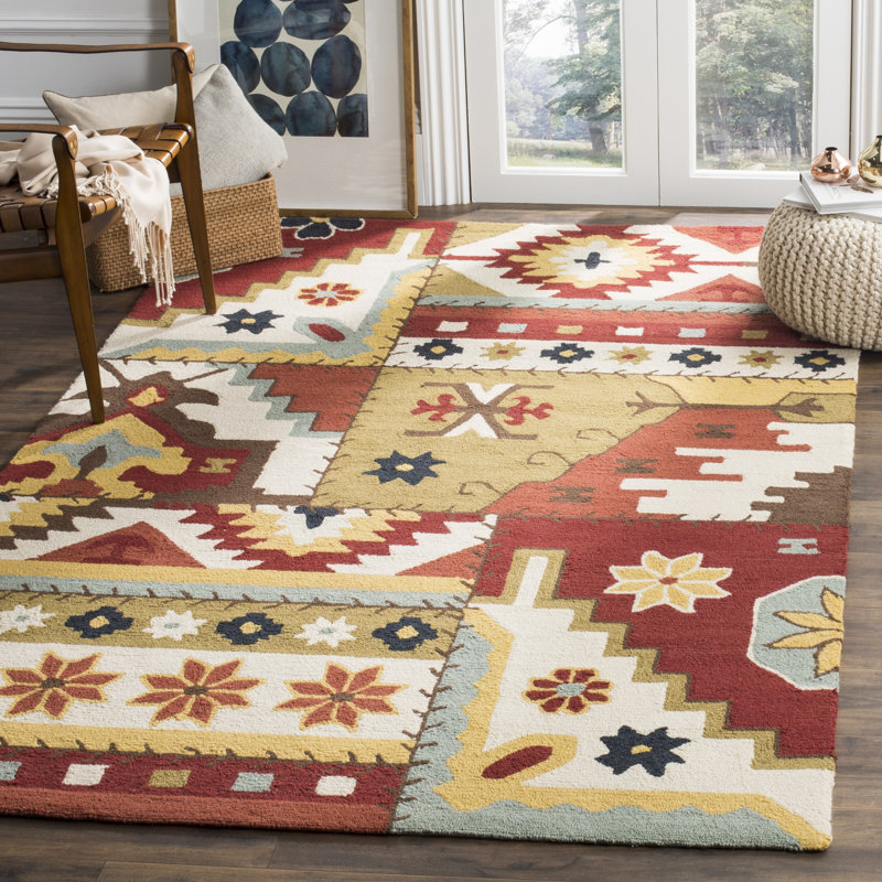 Tapis ivoire en laine crocheté à la main Heintz Tabares, Rectangle 7 pi 9 po x 9 pi 9 po