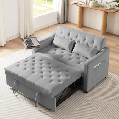 Lit convertible en velours gris, table d'appoint rotative, style moderne, se transforme rapidement en lit, multiples réglages, matériaux, assemblage facile requis avec dossier et siège rotatifs à 360 °,