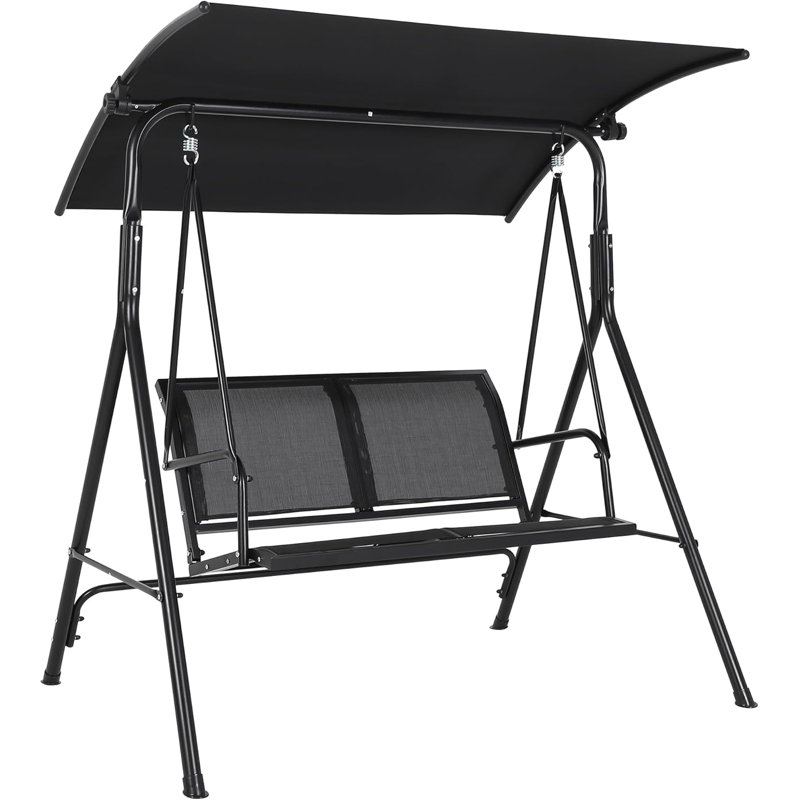 Balancelle de véranda extérieure à structure en acier stable - Sécurité accrue avec support triangulaire - Auvent réglable pour la protection solaire - Idéal pour le patio, le jardin ou la cour