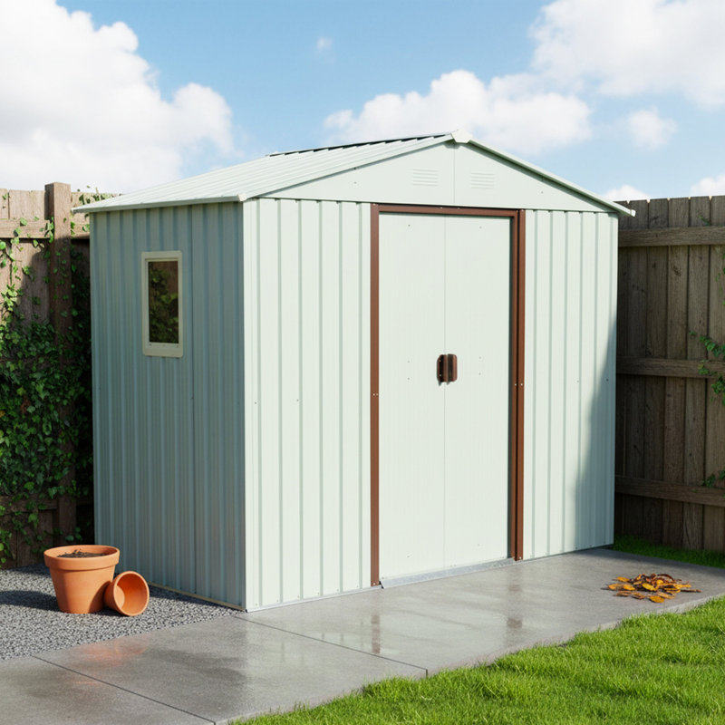 8 ft. x 4 ft. Metal Storage Shed with Window, 46.85" H x 88.98" W x 74.8" D, White