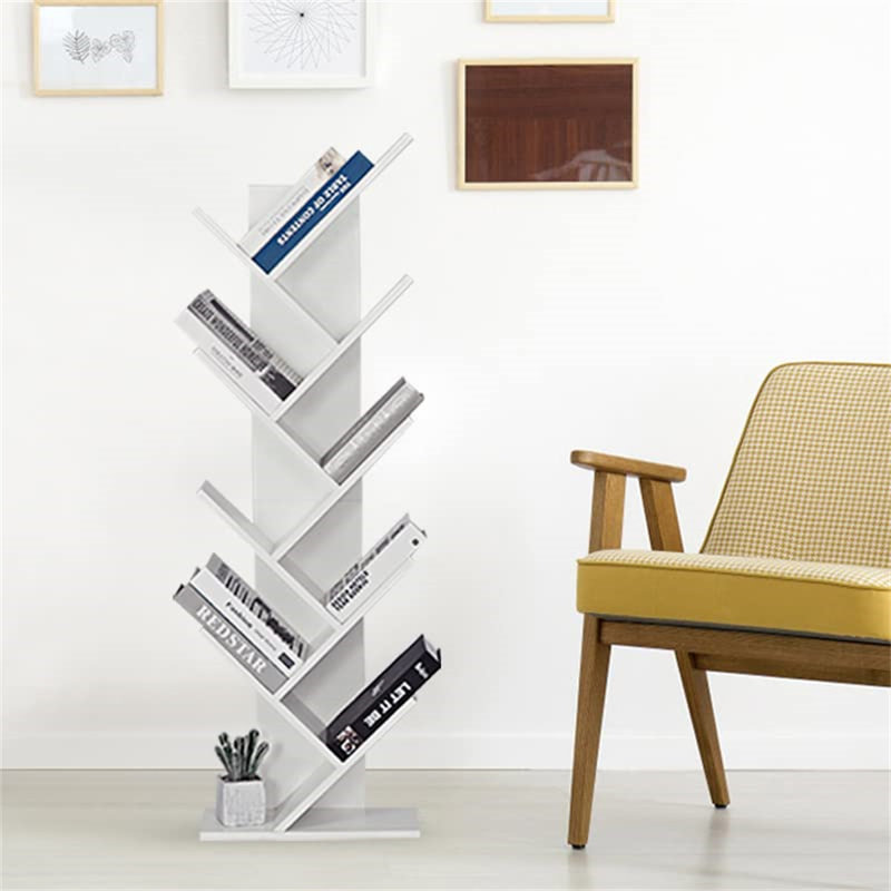 Troy 127cm H x 40cm W Geometric Bookcase, White