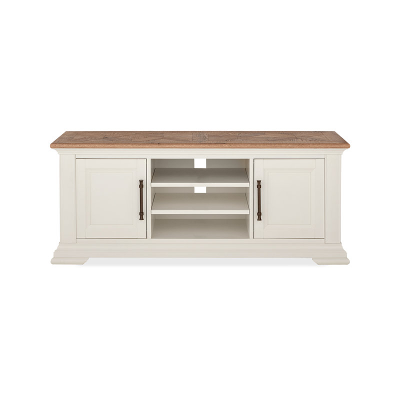 Abdulkadir Unfinished TV Stand for TVs up to 60", White/Oak