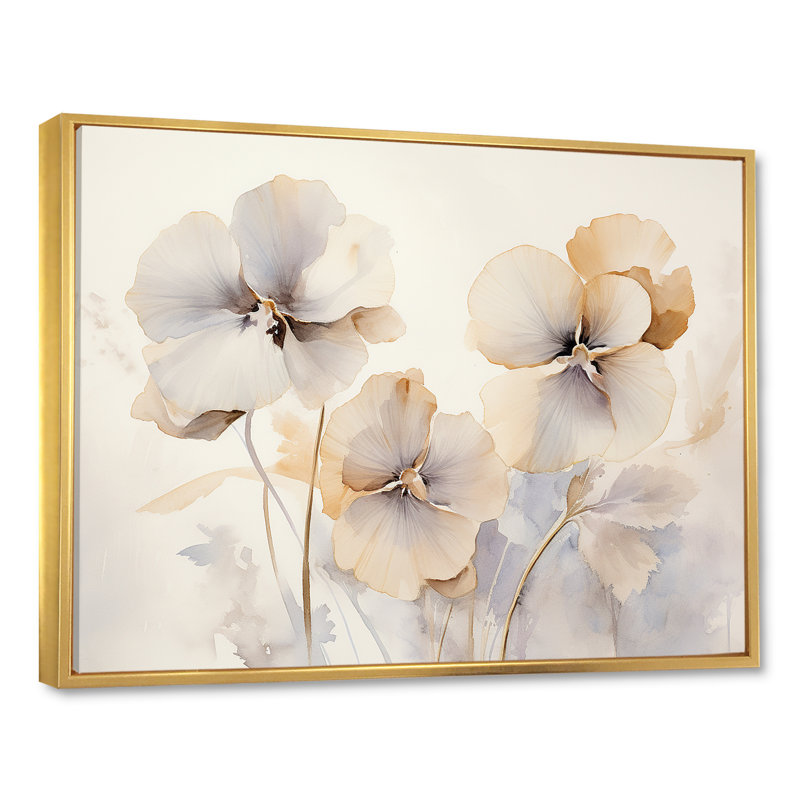 «Beige minimalisme», impression sur toile, Cadre flottant doré, H 24 po x l 32 po x P 1 po