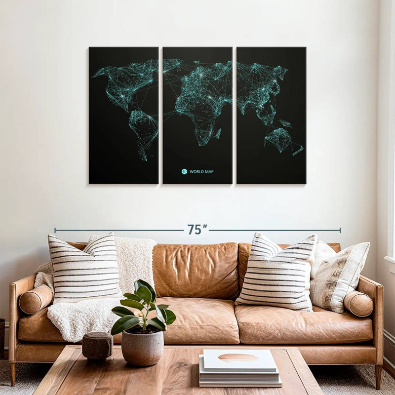 Aliaz Network Connection World Map, 36" H x 57" W