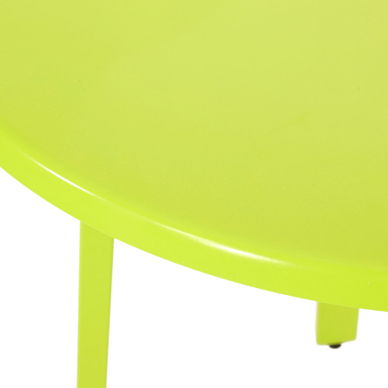 Outdoor Bistro In Lime Matte, Powder-Coated Iron, Fashionable Dining Iron , Matte Hue, For Use, 2 Chairs & 1 Table