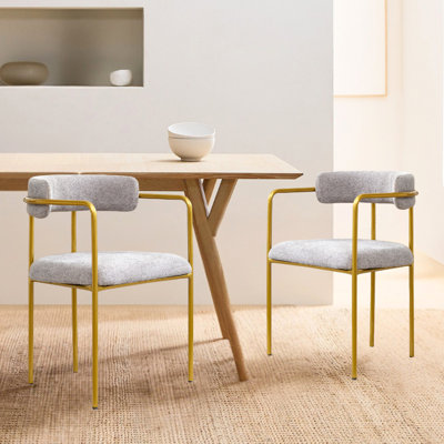 Boucle Upholstered Dining Armchair