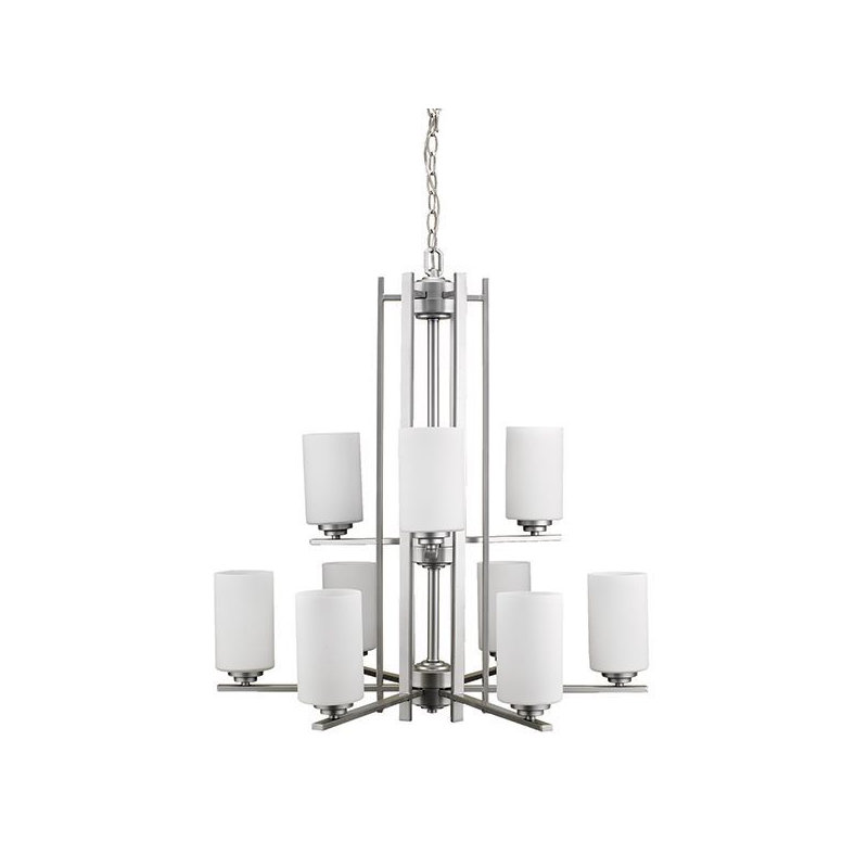 Lustre en acier à 9 lumières Troene, Chrome brossé