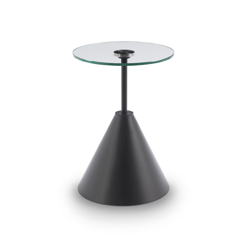 Haggerton Pedestal End Table, Black, Clear