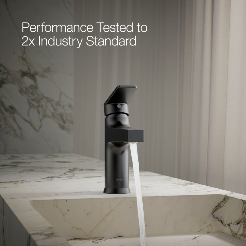 Kohler Taut Single-Handle Bathroom Faucet with Pop-Up Drain Assembly, One Hole Bathroom Sink Faucet, 1.2 gpm, Matte Black