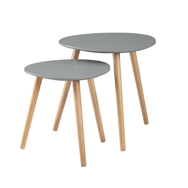 Amethist Nesting End Table, Grey/Light Oak