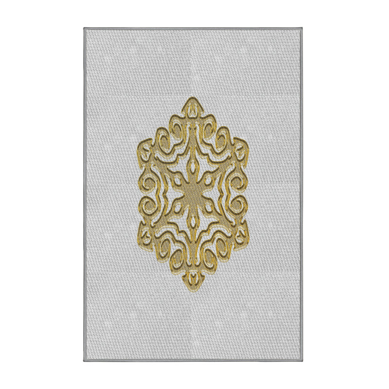 Tapis doré / blanc Power Loom, Rectangle 5 pi x 8 pi