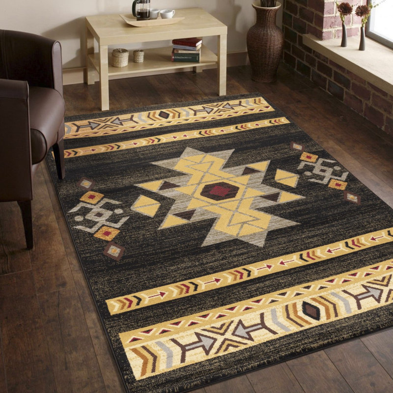 Tribes GC_YLS4004 Black 7 Ft. 10 In. X 10 Ft. 3 In. Southwest Area Rug