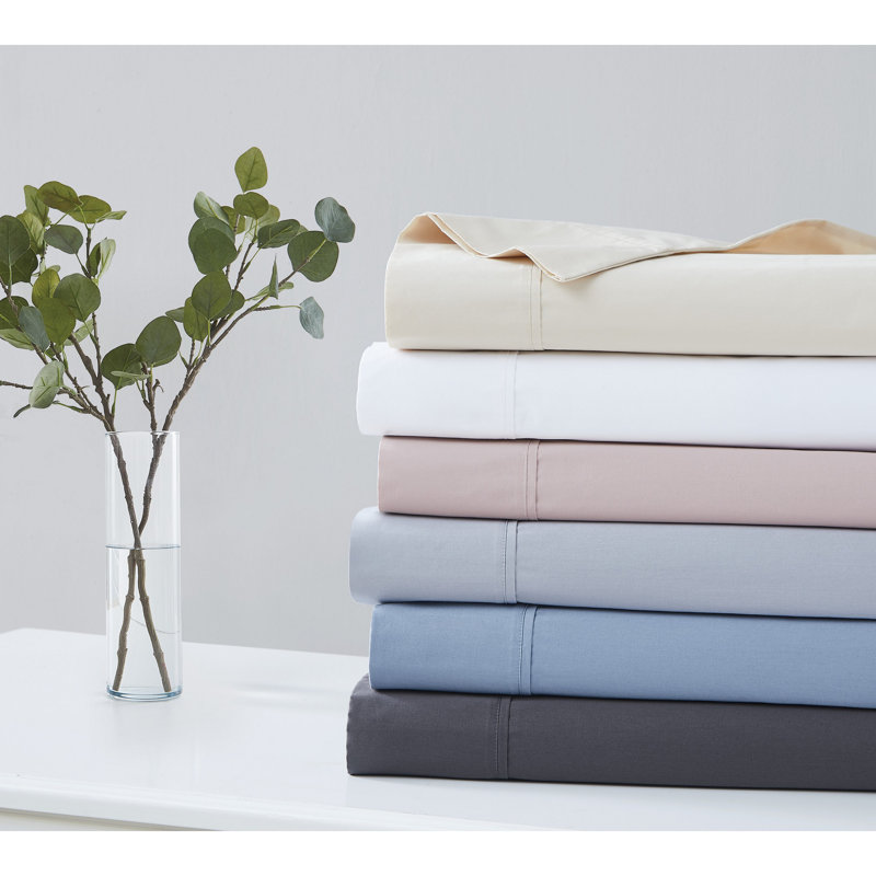 Christian Siriano NY® 300TC Cotton Sateen Sheets, Full Sheet Set + Fitted Sheet + 2 Pillowcases, Gray