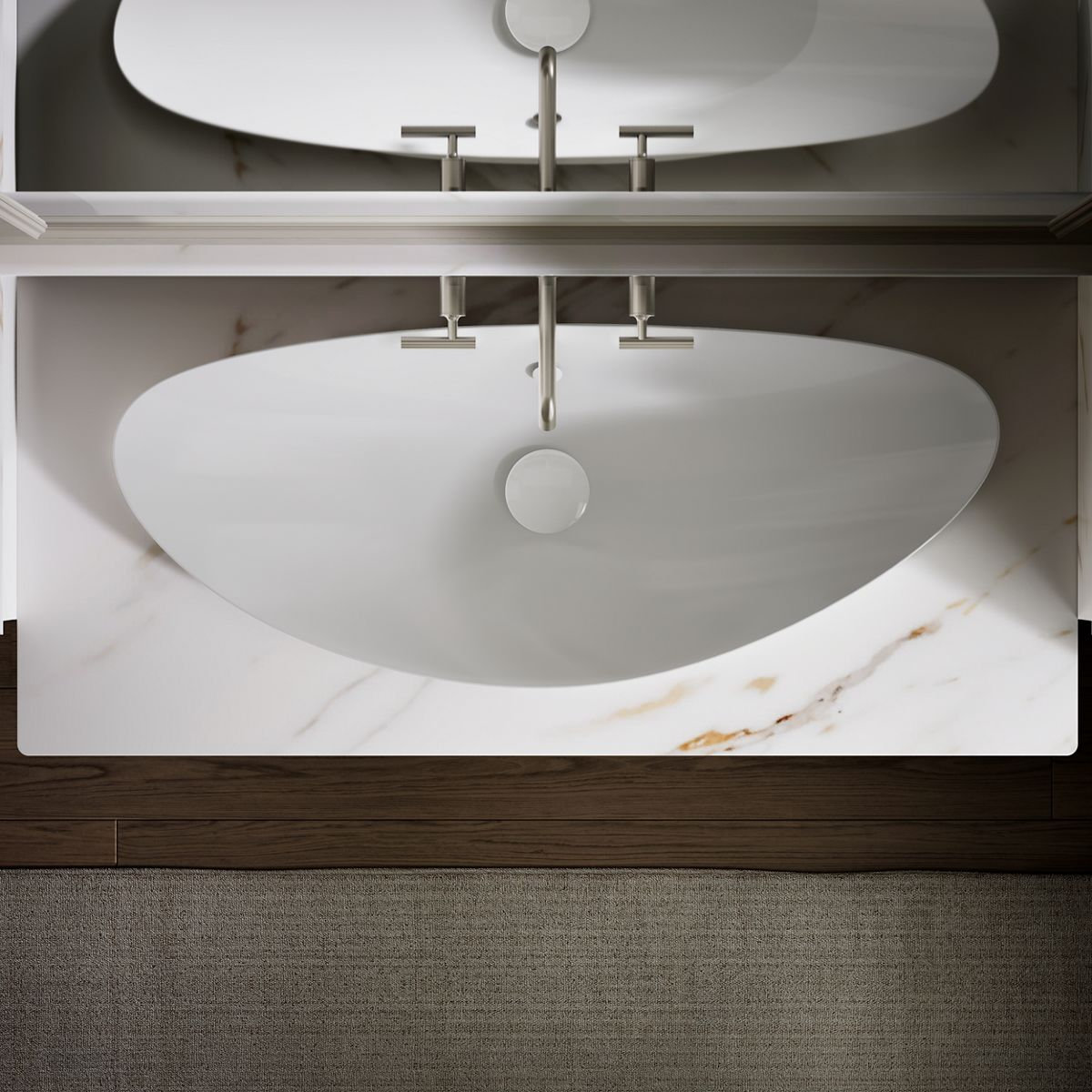 Veil Trough Vessel Sink, White