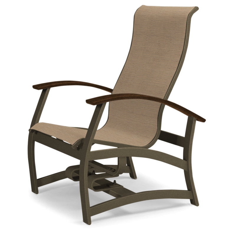Askar Swivel Powder Coated Aluminum Outdoor Lounge Chair, Red 1D Sunbrella®, Kona P10, Textured Beachwood