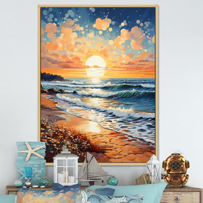 «Beach Sunkissed Sands Pointillism I», reproduction sur toile