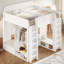 Lit superposé triple peu encombrant avec rangement intégré et crochets de suspension-645652108