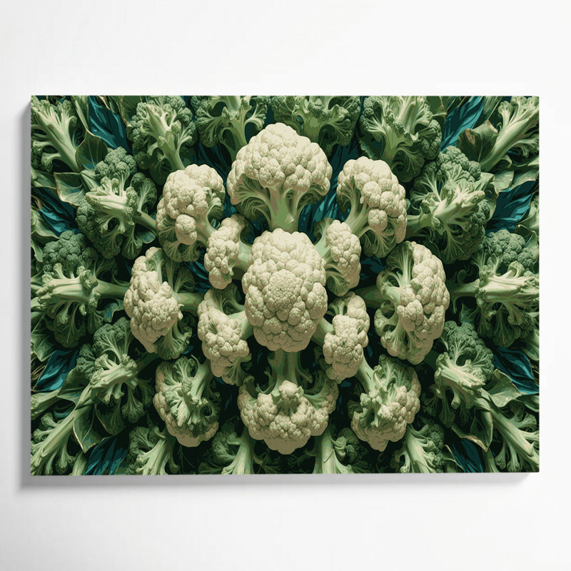 Art mural sur toile vert légumes chou-fleur Romanesco, H 20 po x l 24 po