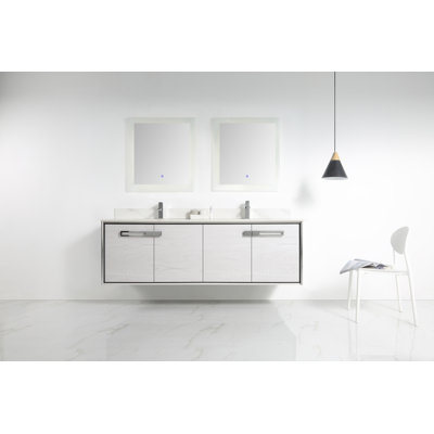 72'' Double Bathroom Vanity with Carrara Quartz Top