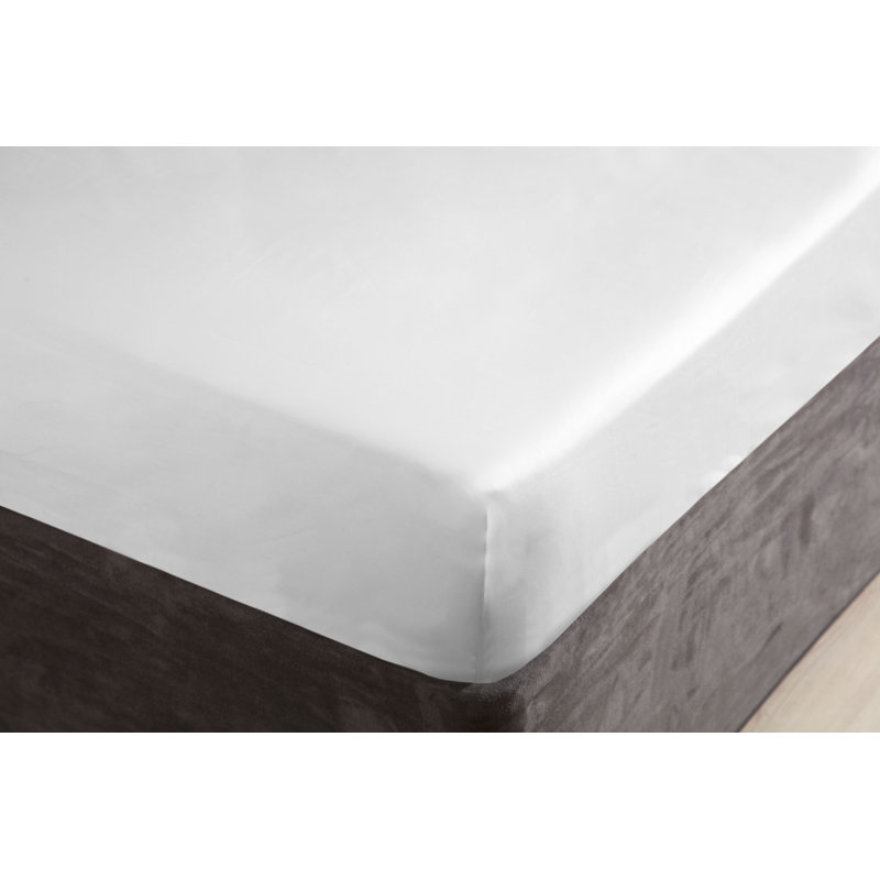 Sateen Fitted Sheet, White, Double (137 x 191 cm)