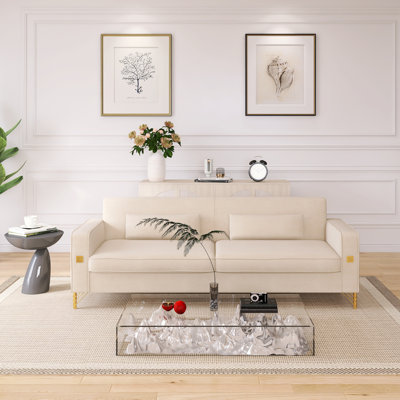 82.68" Mid-Century Modern Sofa With 2 Pillows