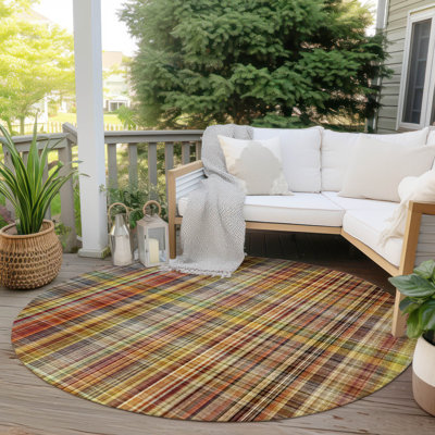 Kinslee Washable Plaid Indoor / Outdoor Rug