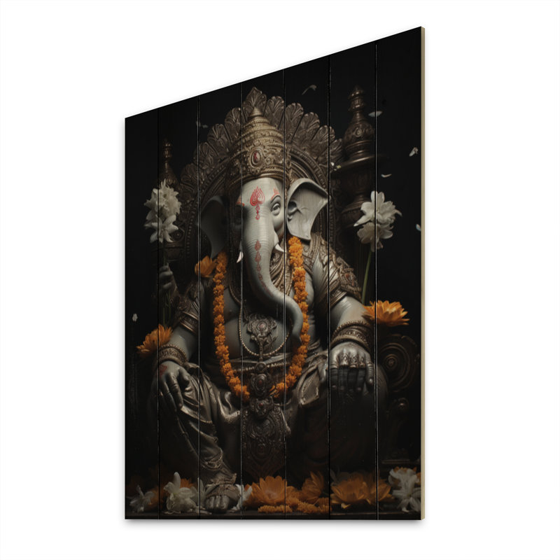 Traduction libre «Hindanesim Divine Ganesha I» sur bois, H 20 po x l 10 po x P 0,78 po