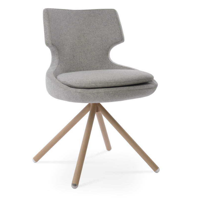 Chaise d'appoint Patara, Noir, Laine argentée, Laine Camira