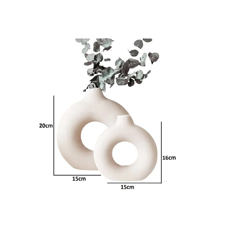 Criselle Ceramic Table Vase, 15cm H x 20cm W x 4cm D, White