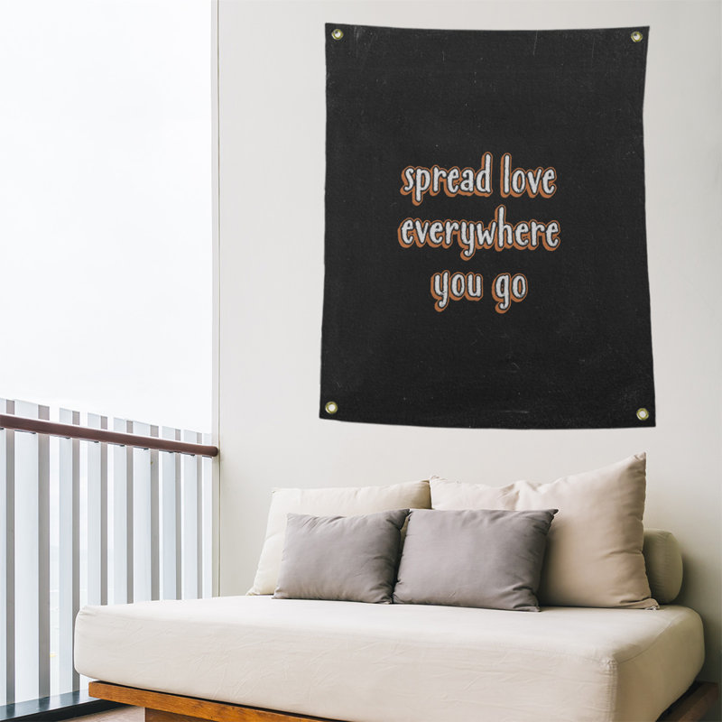Tapisserie tableau noir en polyester spread quote, H 36 po x l 26 po, Orange