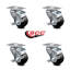 3.5 Inch Soft Rubber Wheel Swivel Top Plate Caster Set with Brake Service Caster|SCC-20S3514-SRS-TLB-TP2-4