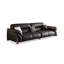 Causeuse-coussin modulable noire en cuir véritable
