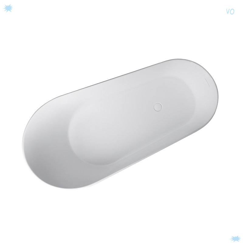 67-Inch Solid Surface Soaking Bathtub With Overflow For Bathroom