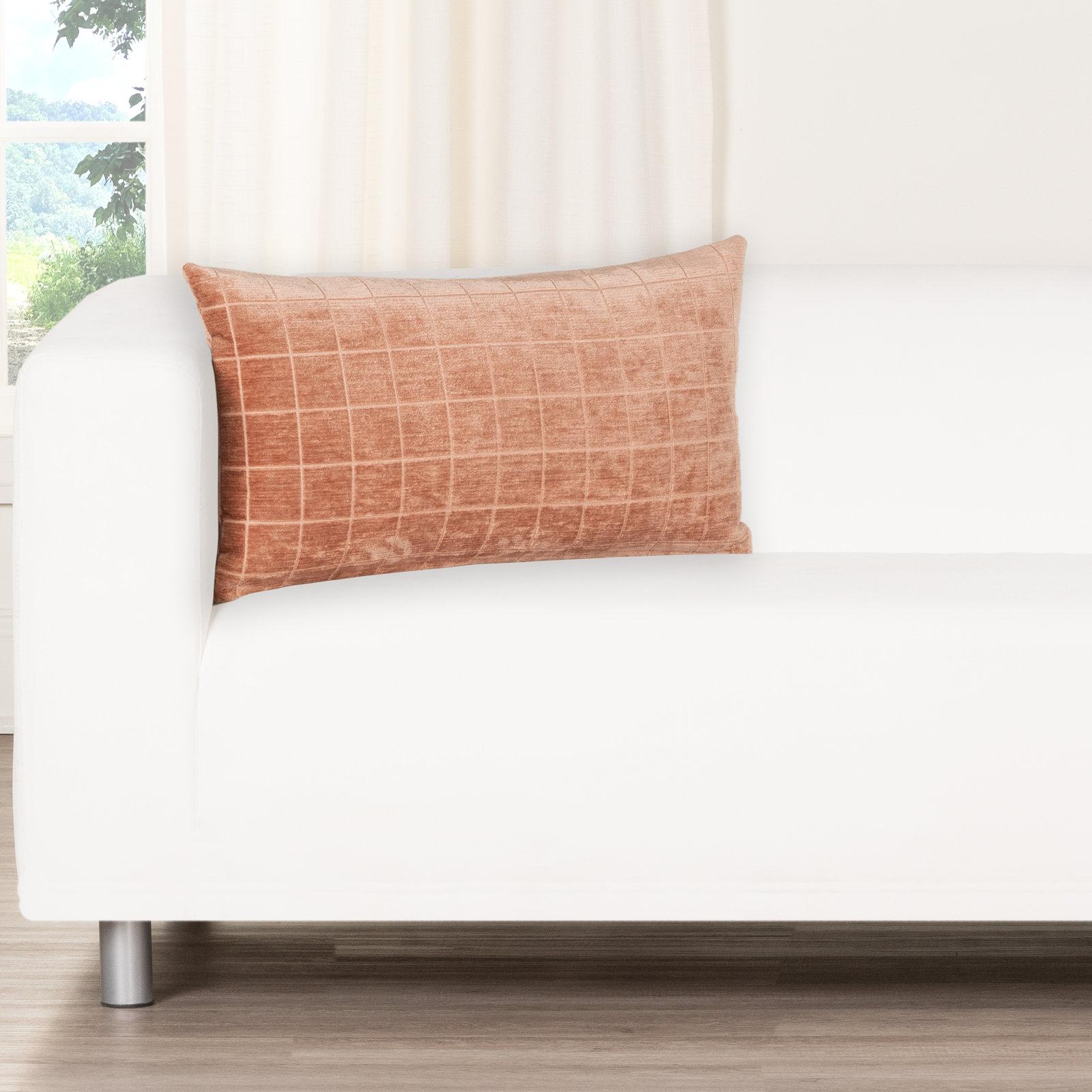 Throw Pillow, Polyester, 12"H x 21"W, Terracotta Geometric