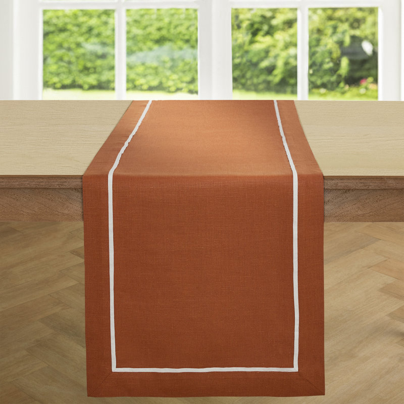100% Pure Linen Table Runner -kensington, 108" x 14", Cinnamon