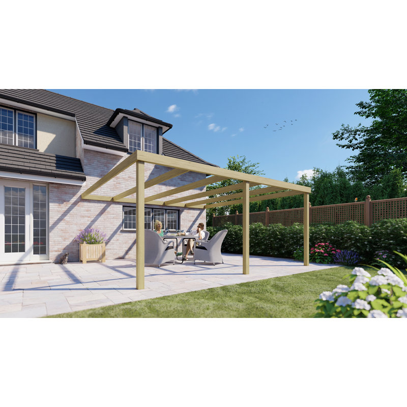 Baudelio Solid Wood Pergola, Light Green, 16 ft x 6 ft