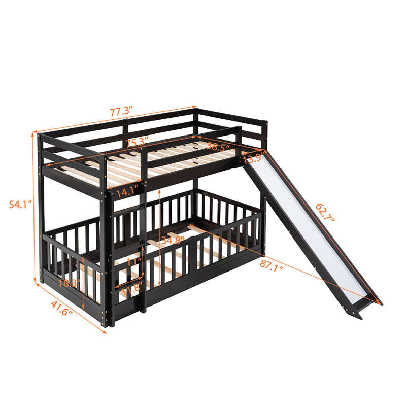Lit simple au-dessus d'un lit superposé avec, - Construction sécuritaire, Espresso