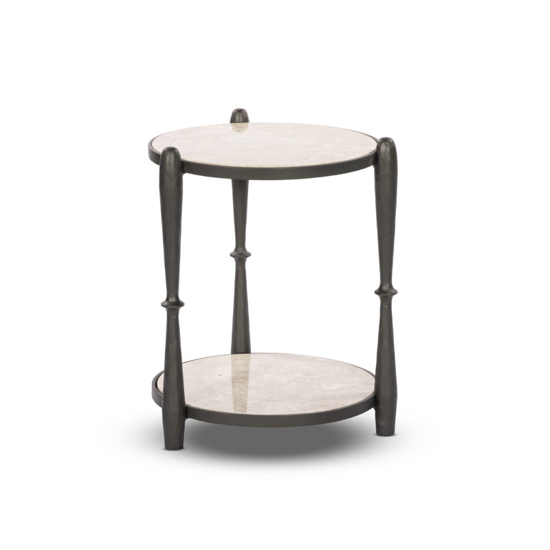 RUTHIE End Table, White/Gunmetal